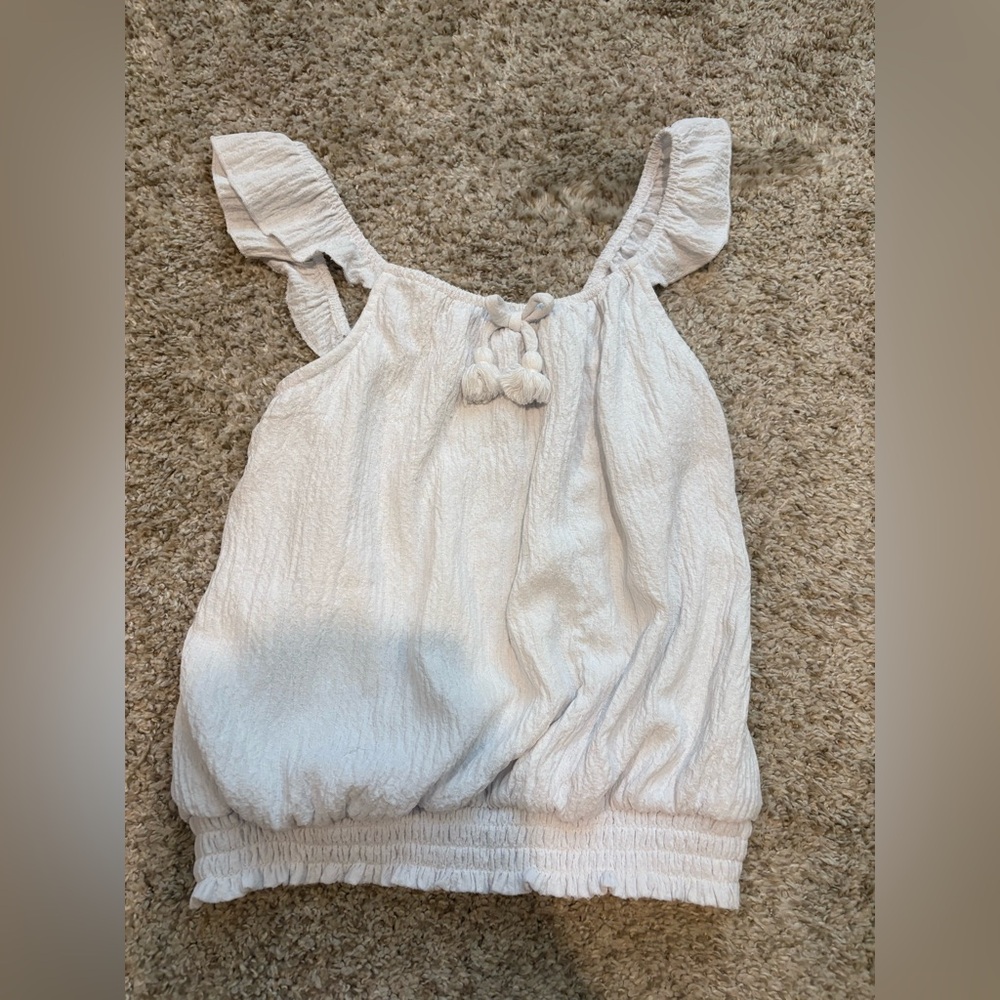 White Ruffle Tank Top